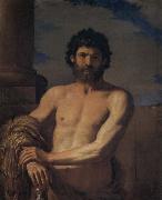 Giovanni Francesco Barbieri Called Il Guercino Hercules bust oil painting artist